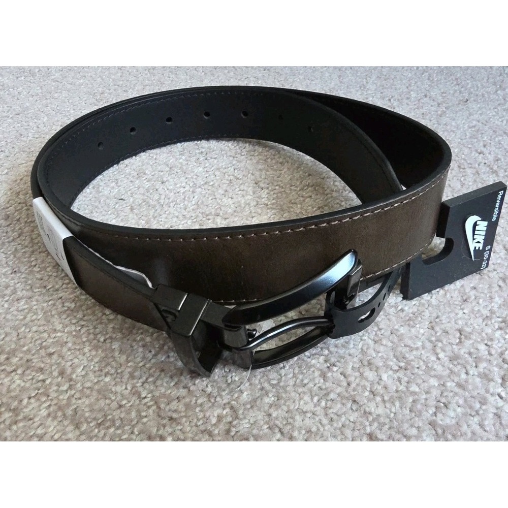 Nike Single Edged Reversible Leather Belt Mens sz SMALL 30-32 Black/Brown NWT